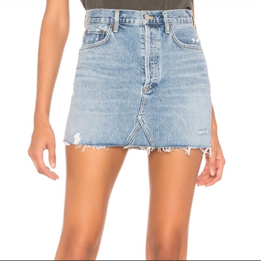Light Blue Denim Mini Skirt - Classic High-Rise Cut